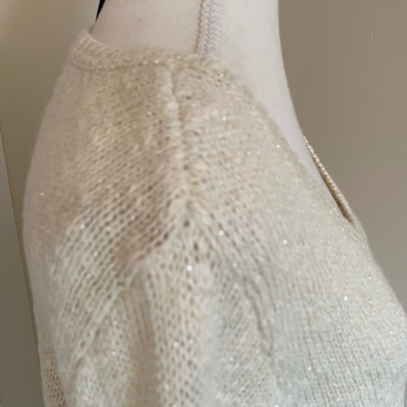 Style & Co.Woman Ivory Lace Hem Metallic Thread Cotton Blend Party Sweater-Sz-2X - Picture 3 of 16